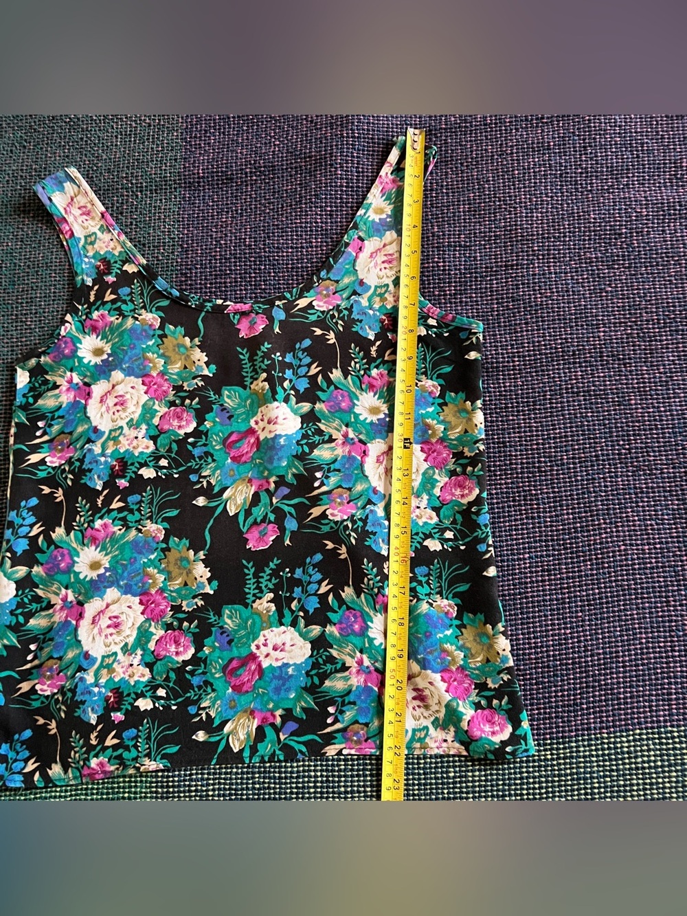 Vtg 80s 90s Barbara M Collection Floral Cotton Blend Tank Top - Size XS/S - Picture 4 of 5